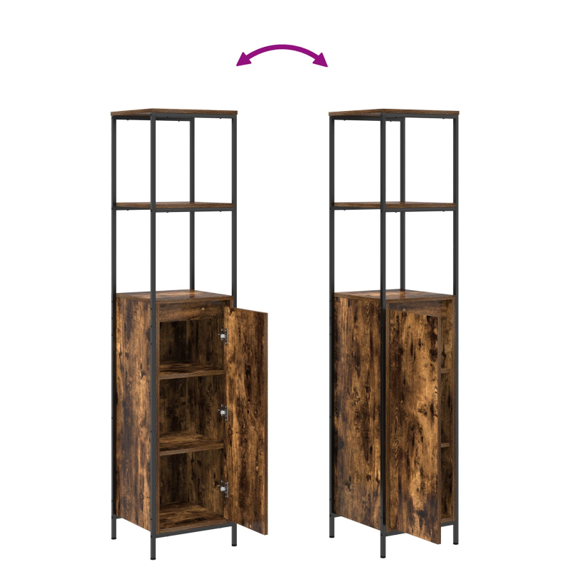 2-teiliges Badezimmermöbel-Set aus geräucherter Eiche und Holzwerkstoff