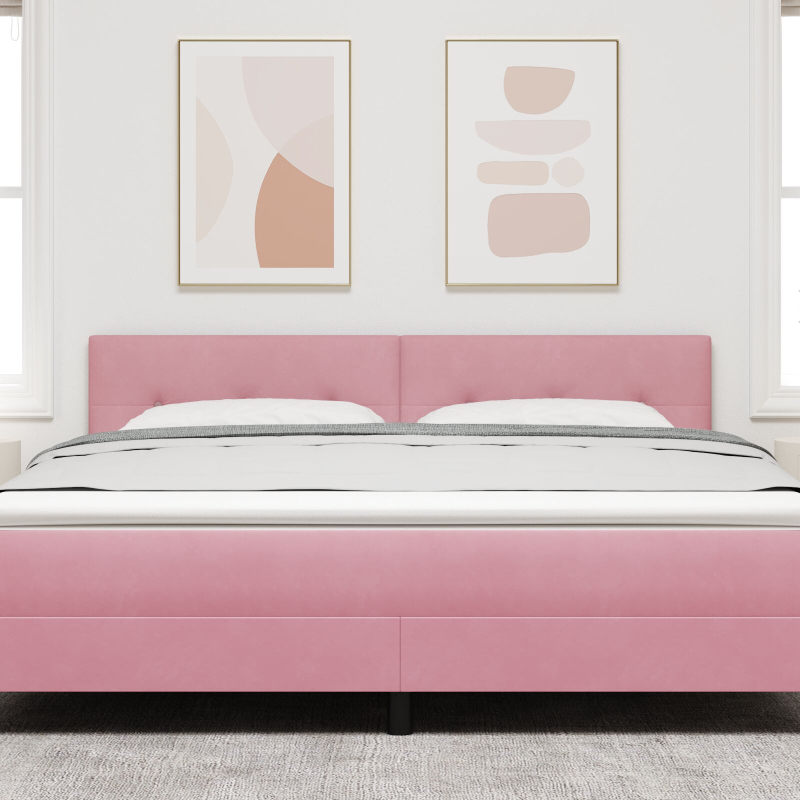 Kopfteil mit Knopfheftung in Rosa 180 cm Samt