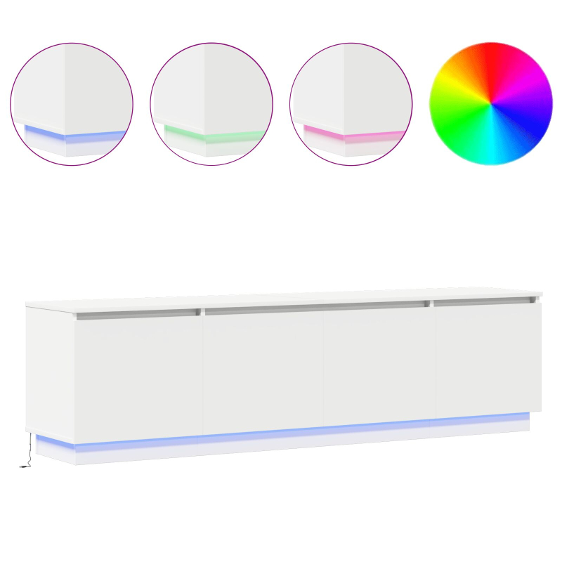 TV-Schrank mit LED Weiß 180x38x49 cm Holzwerkstoff