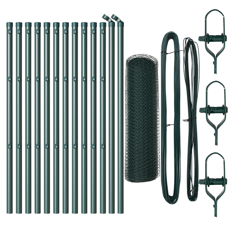 Zaunset Set aus 2 Waldgrün Pulverbeschichteter Stahl 25 x 0,5 m