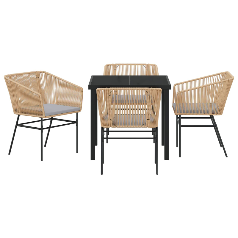 Set aus 3 Braun PE-Rattan Mittel Gartenstuhl Quadratisch