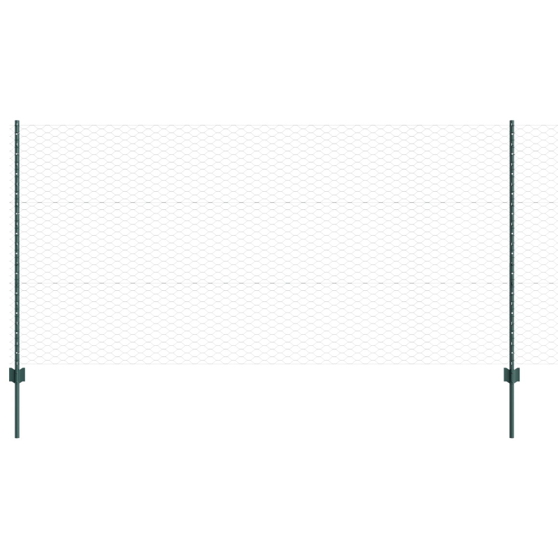 Zaunpfosten 11 Stk U-Kanal Grün 120 cm Stahl, Sechseckzaun Grün 1,2x50 m Stahl