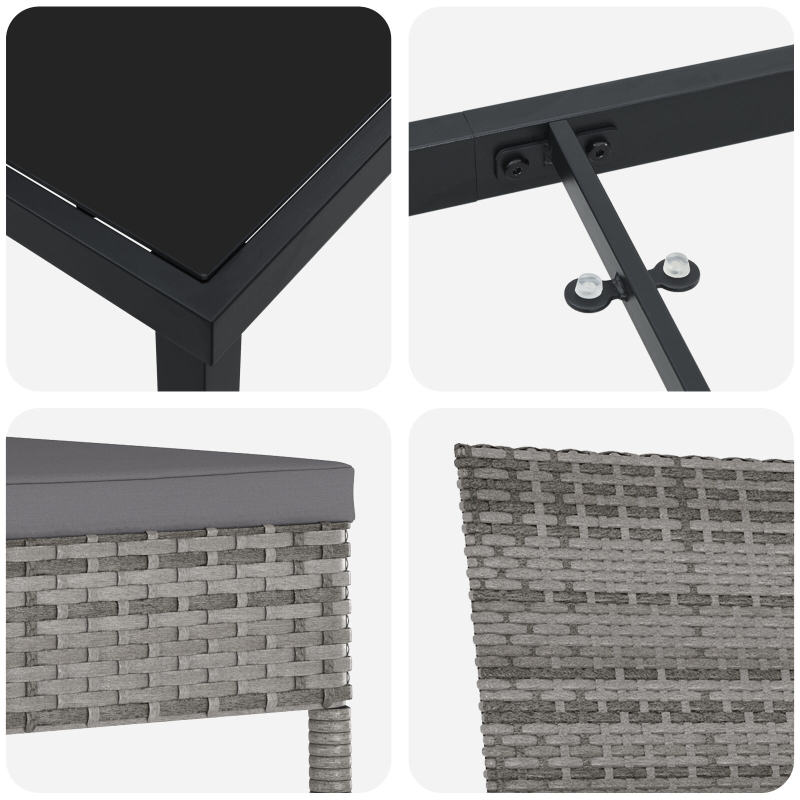 5-teiliges Garten-Essset Grau Poly-Rattan