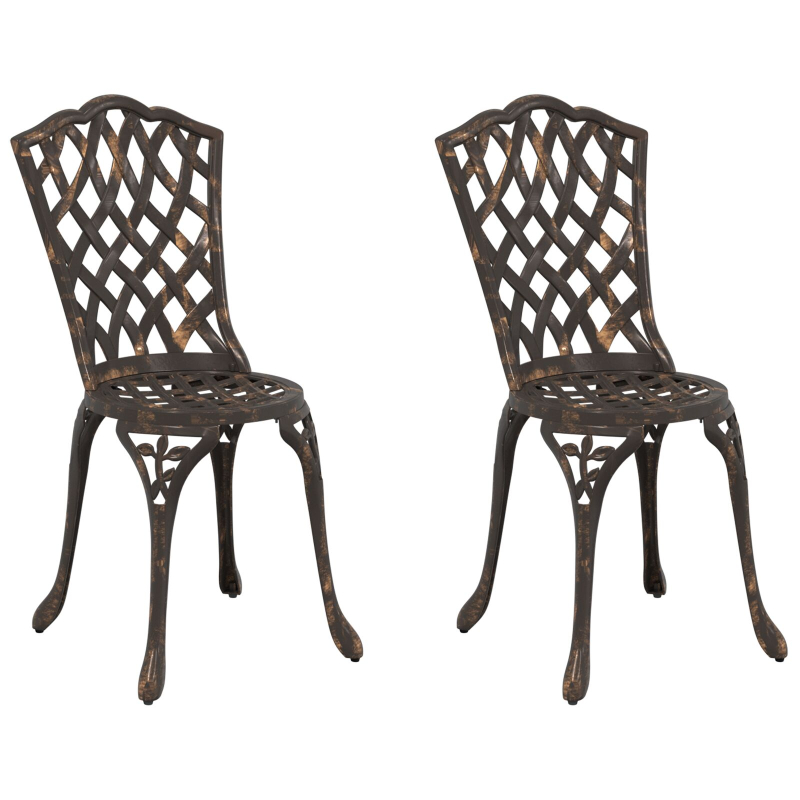 Gartenstühle 2er Set Bronze Gussaluminium