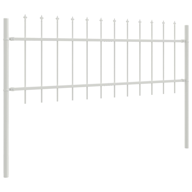 Gartenzaun mit Speer-Top in Weiß, 5,1x0,6 m aus Stahl