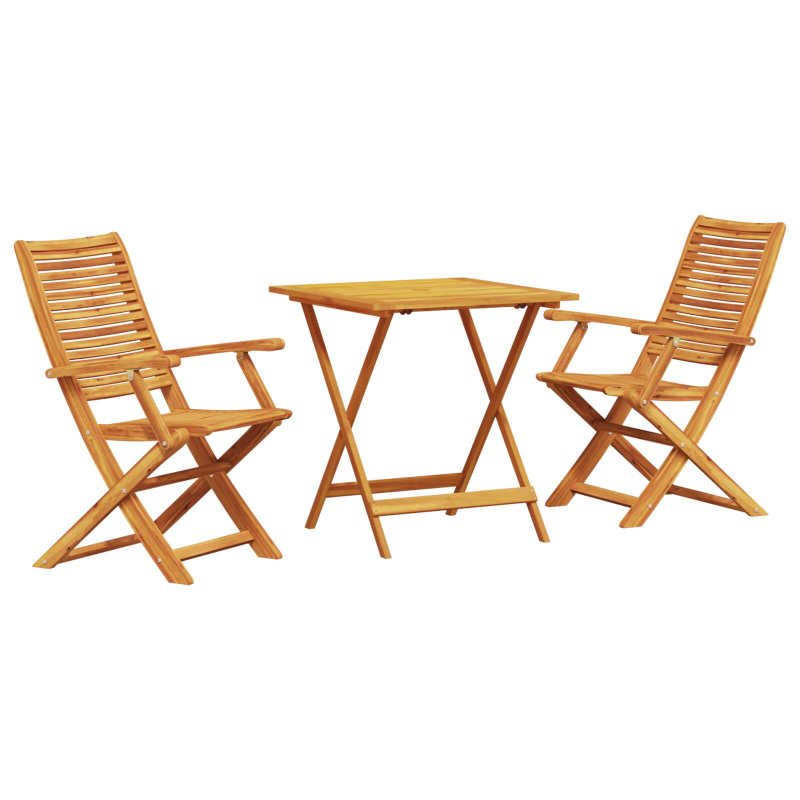 3-teiliges Klapp-Bistroset aus solidem Akazienholz