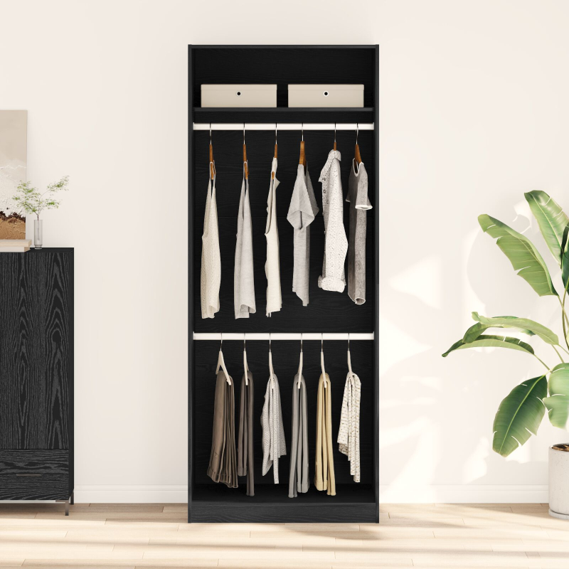 Kleiderschrank Schwarz Eiche 80x50x200 cm Holzwerkstoff