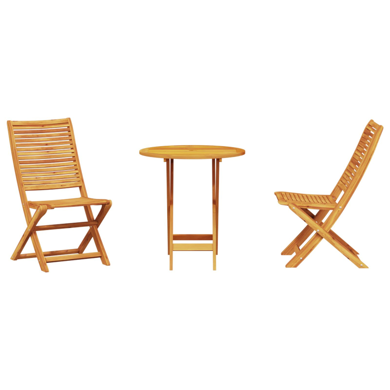 3-teiliges klappbares Bistro-Set aus massivem Akazienholz