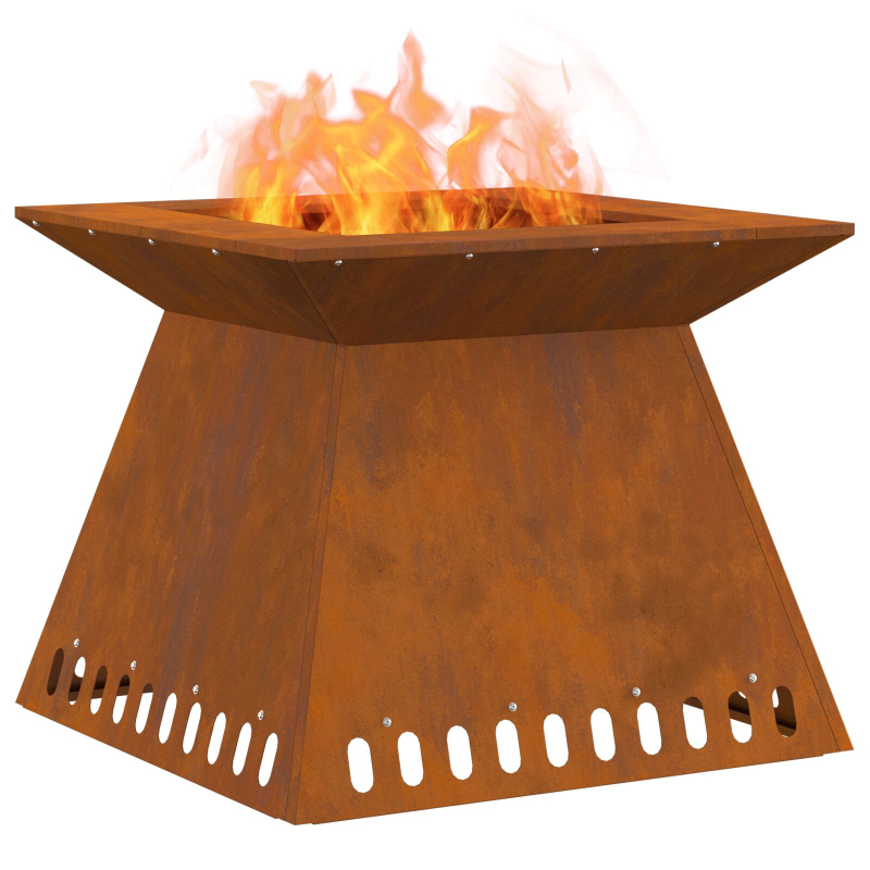 Feuerstelle 60x60x50 cm Verwitterter Stahl