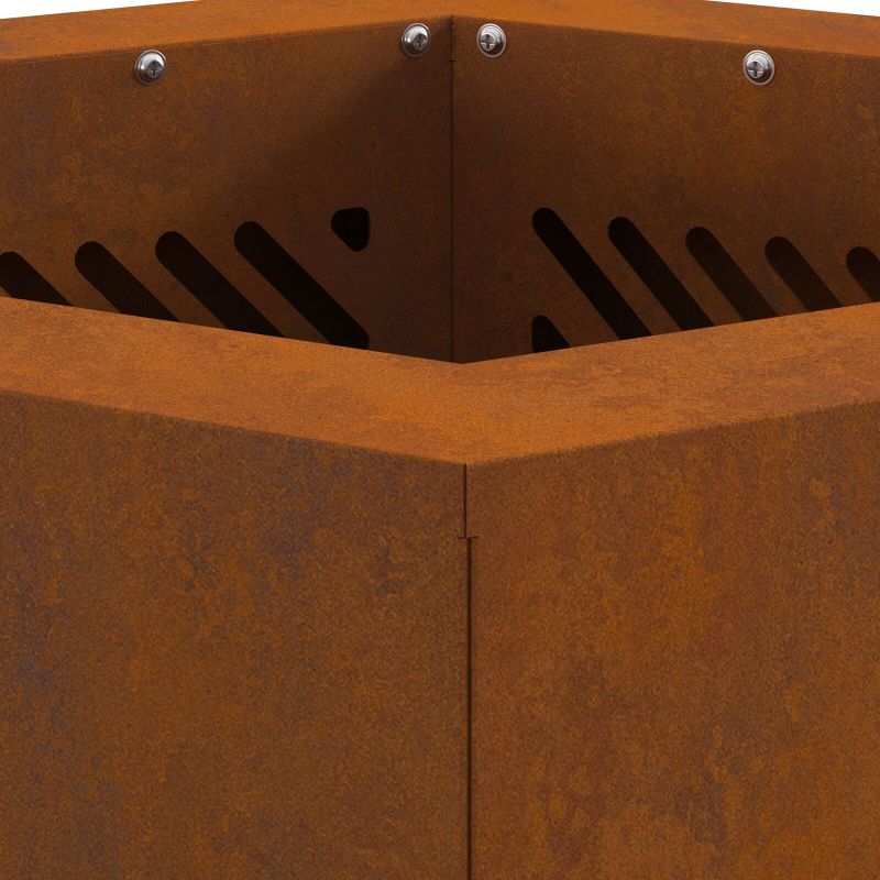 rauchfreier Feuerring hexagonal 38x38x51 cm wetterfester Stahl