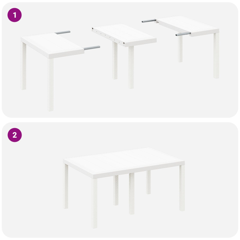7-teiliges Garten Esszimmer Set Weiß Poly-Rattan