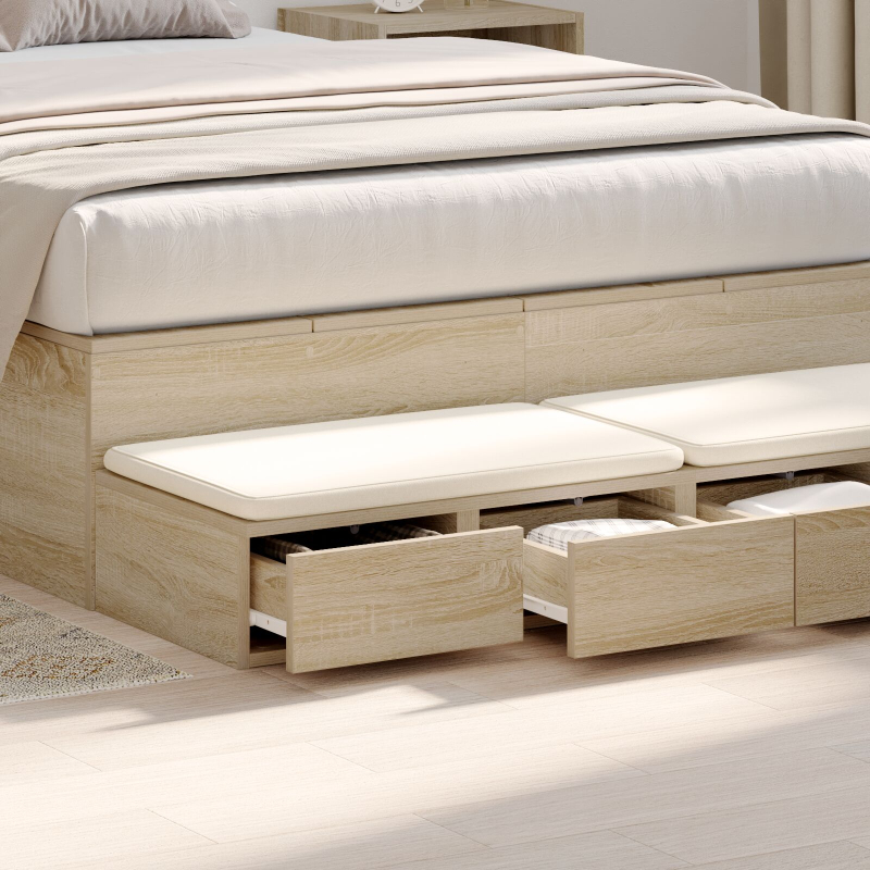 Bett Schubladen Sonoma Eiche 120x36.5x16.5 cm Holzwerkstoff