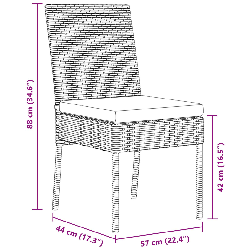 5-teiliges Garten Essmöbel Set Grau Poly-Rattan