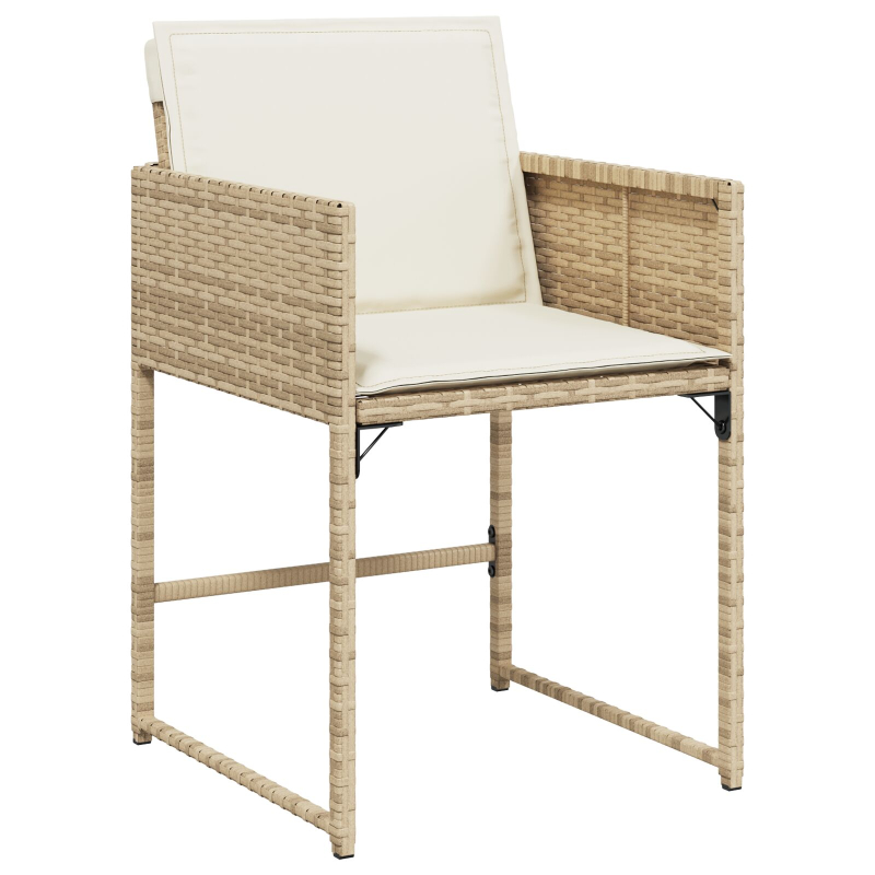 5-teiliges Garten Esszimmer Set mit Kissen Beige Poly Rattan