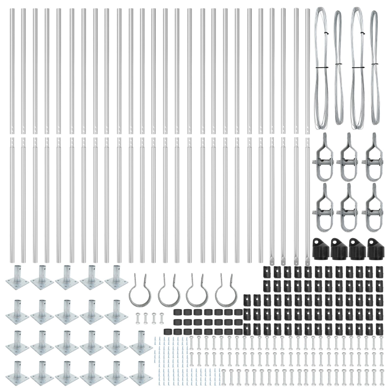 Zaunpfosten Set von 52 Verzinkter Stahl 3,2 x 3,2 x 83,5 cm