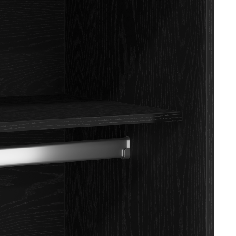 Kleiderschrank in Schwarz mit Eiche 100x50x200 cm aus Holzwerkstoff