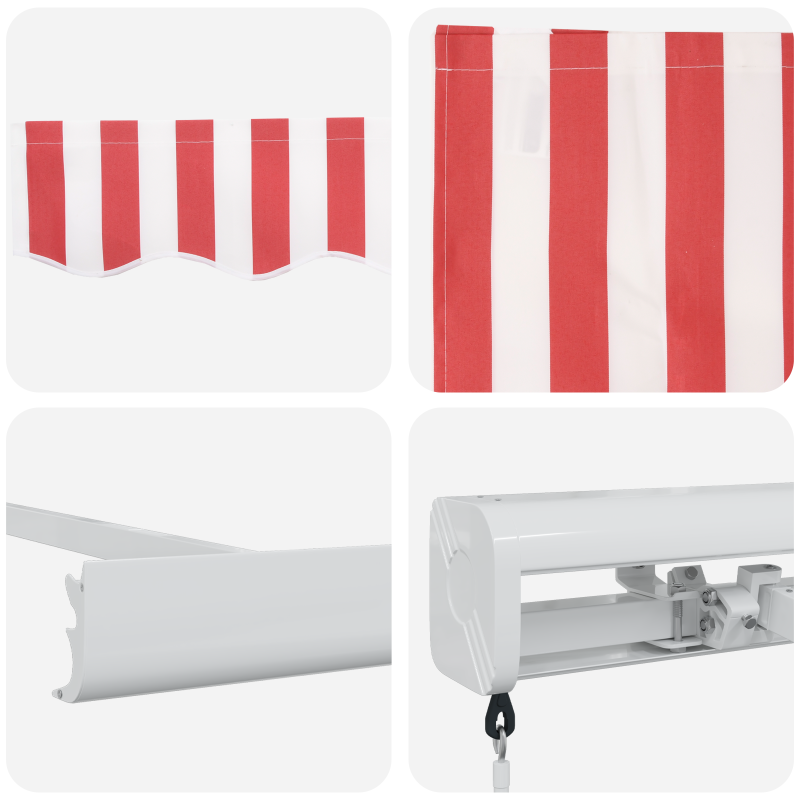 Manuelle einziehbare Markise rot-weiß gestreift 300x250 cm