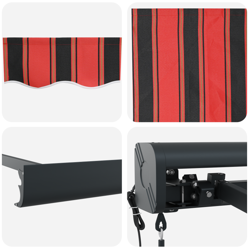 Manuelle einziehbare Markise mit LED in Orange und Braun 350x250 cm