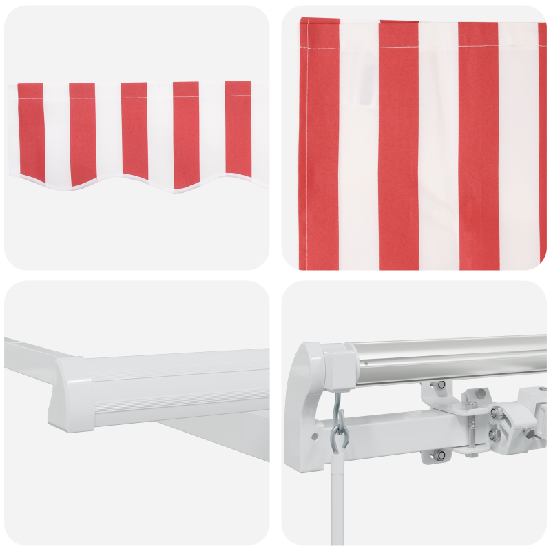 manuelle einziehbare Markise rot und weiß gestreift 350x250 cm