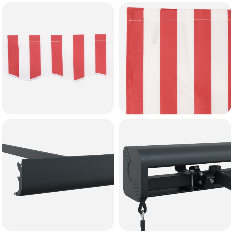 Manuelle einziehbare Markise rot und weiß gestreift 350x250 cm