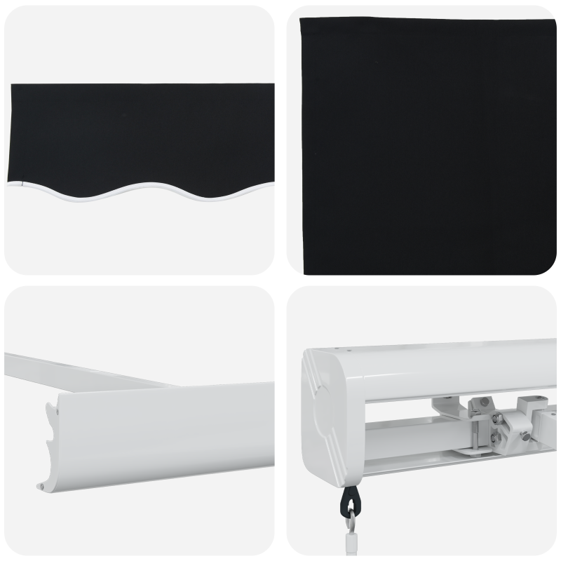 Manuelle Einziehbare Markise Schwarz 350x250 cm
