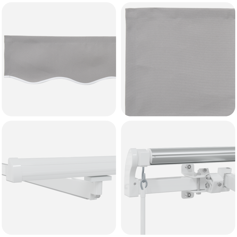 Manuelle einziehbare Markise mit LED Licht Hellgrau 350x250 cm