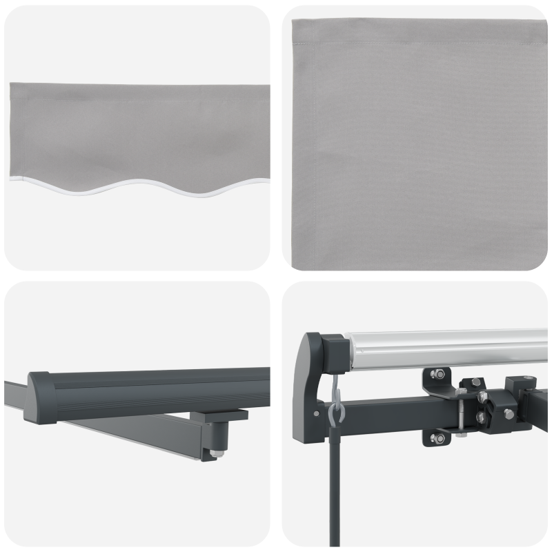 Manuelle Einziehbare Markise mit LED Hellgrau 350x250 cm