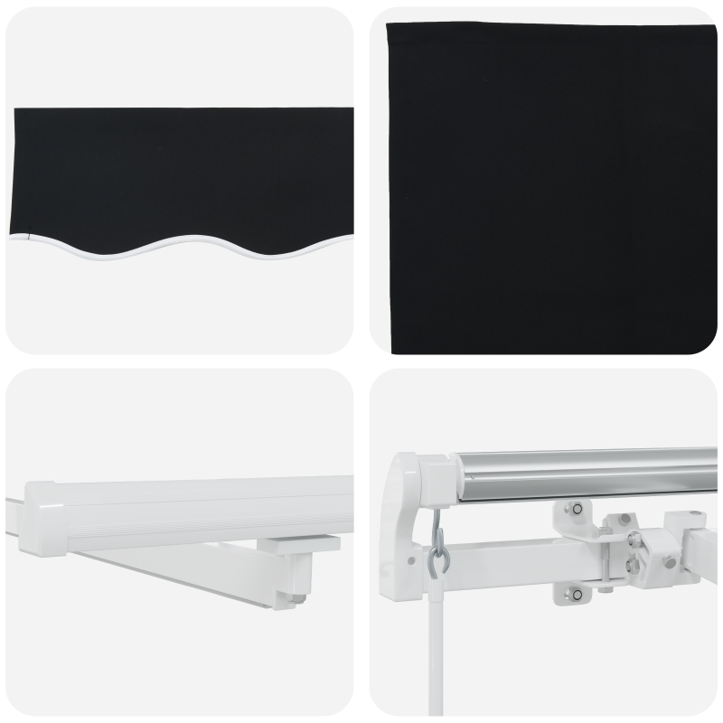 manuelle einziehbare Markise mit LED Schwarz 400x300 cm