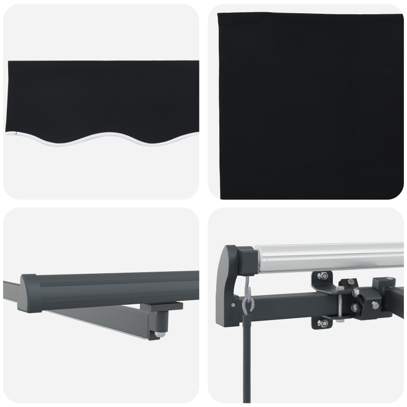 manuelle einziehbare Markise mit LED Schwarz 400x300 cm