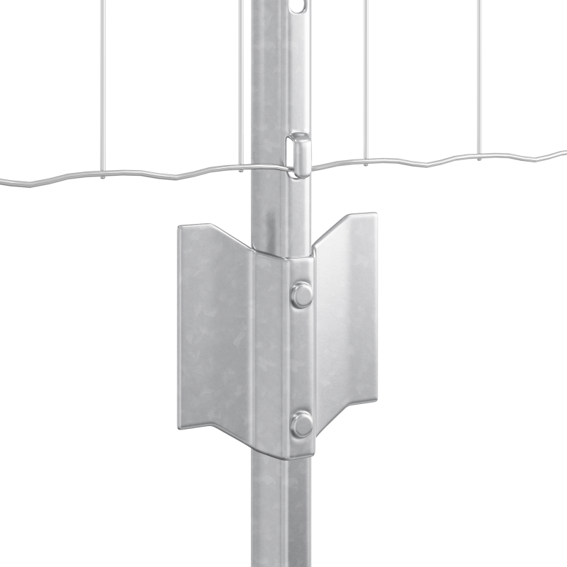 Euro Zaun mit 5 U-Pfosten Silber 0,8x10 m Stahl