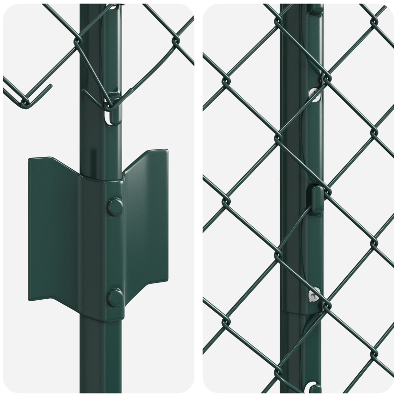Kettenzaun mit 10 U-Posts Grün 1,2x10 m Stahl