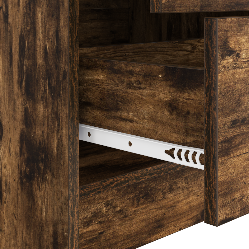 Waschbeckenunterschrank mit integriertem Becken in Schwarz Eiche Holzwerkstoff