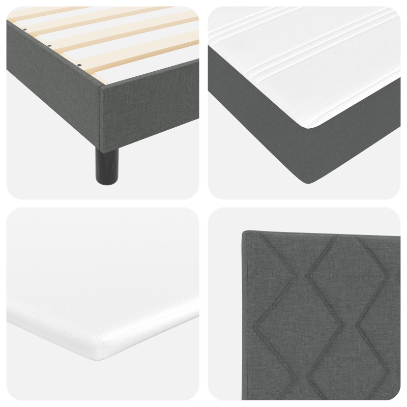 Boxspringbett mit Matratze - Dunkelgrau, 140x190 cm, Stoff