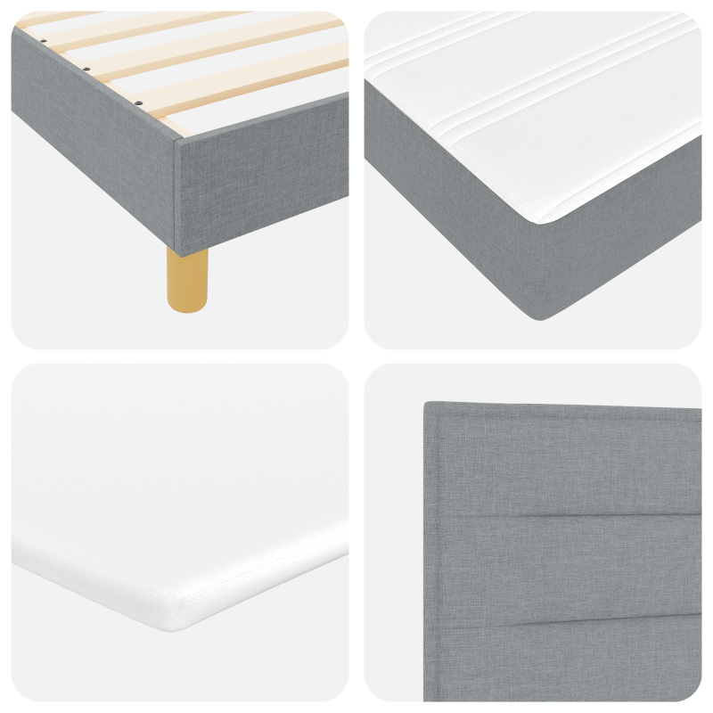Boxspringbett mit Matratze - Hellgrau, 200x200 cm, Stoff