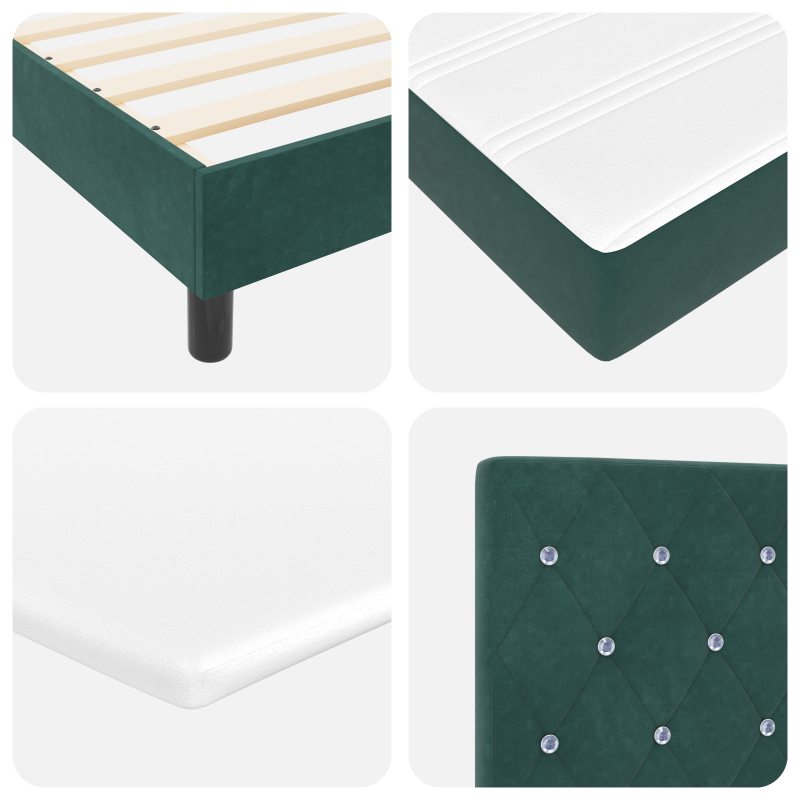 Boxspringbett mit Matratze & LED Dunkelgrün 140x190 cm Samt