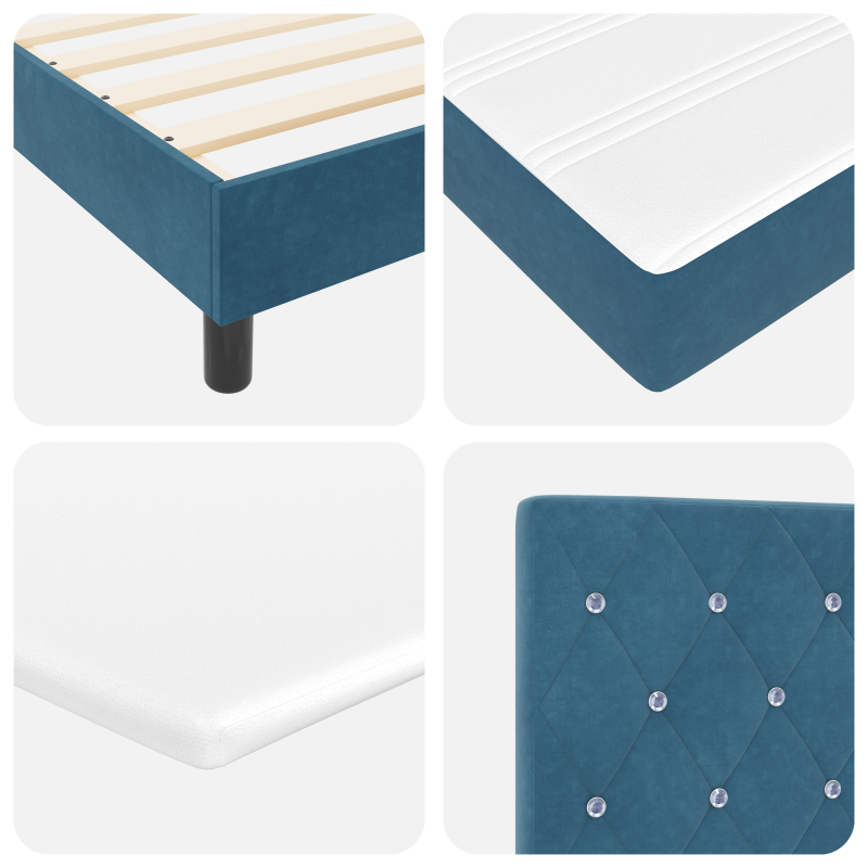 Boxspringbett mit Matratze & LED Dunkelblau 140x190 cm Samt