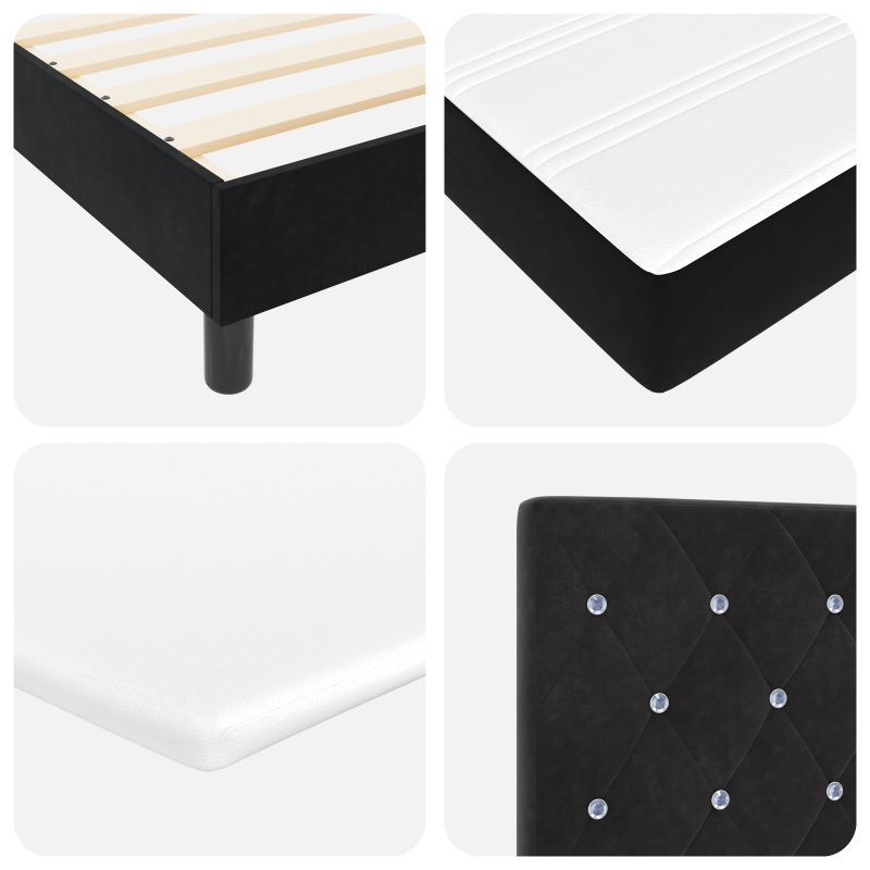 Boxspringbett mit Matratze & LED Schwarz 140x200 cm Samt