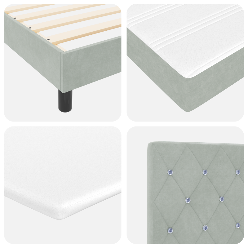 Boxspringbett mit Matratze & LED Licht Hellgrau 160x200 cm Samt