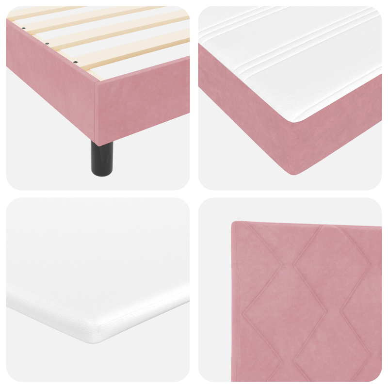 Boxspringbett mit Matratze & LED Pink 80x200 cm Samt