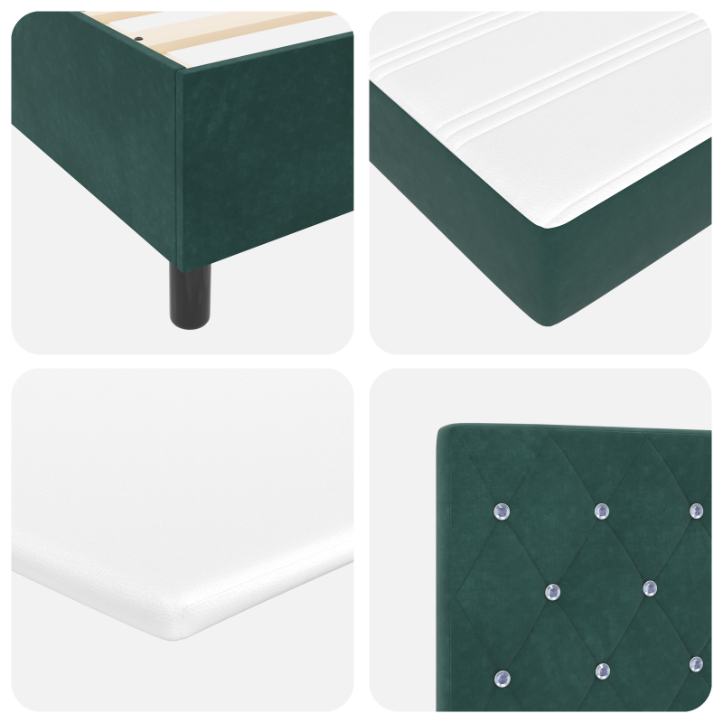 Boxspringbett mit Matratze & LED Dunkelgrün 90x200 cm Samt
