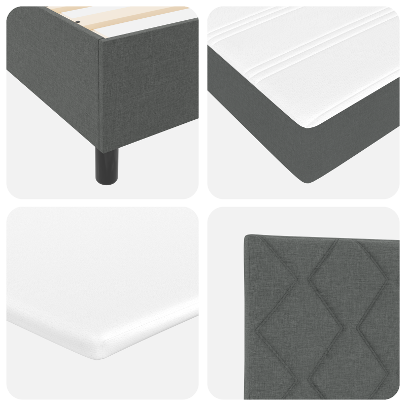 Boxspringbett mit Matratze & LED Dunkelgrau 100x200 cm Stoff