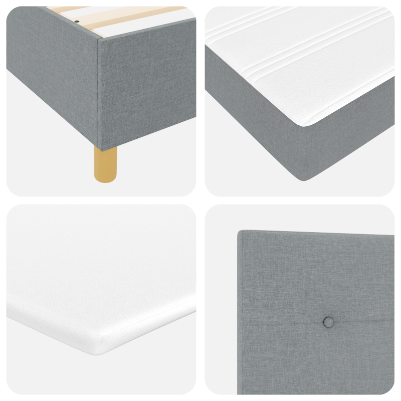Boxspringbett mit Matratze & LED Licht Hellgrau 200x200 cm Stoff