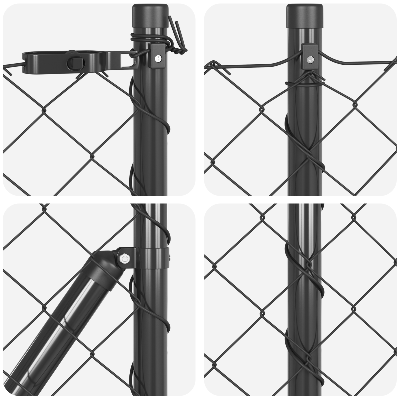 Drahtzaun mit 7 Flanschpfosten 1x10 m verzinkter Stahl