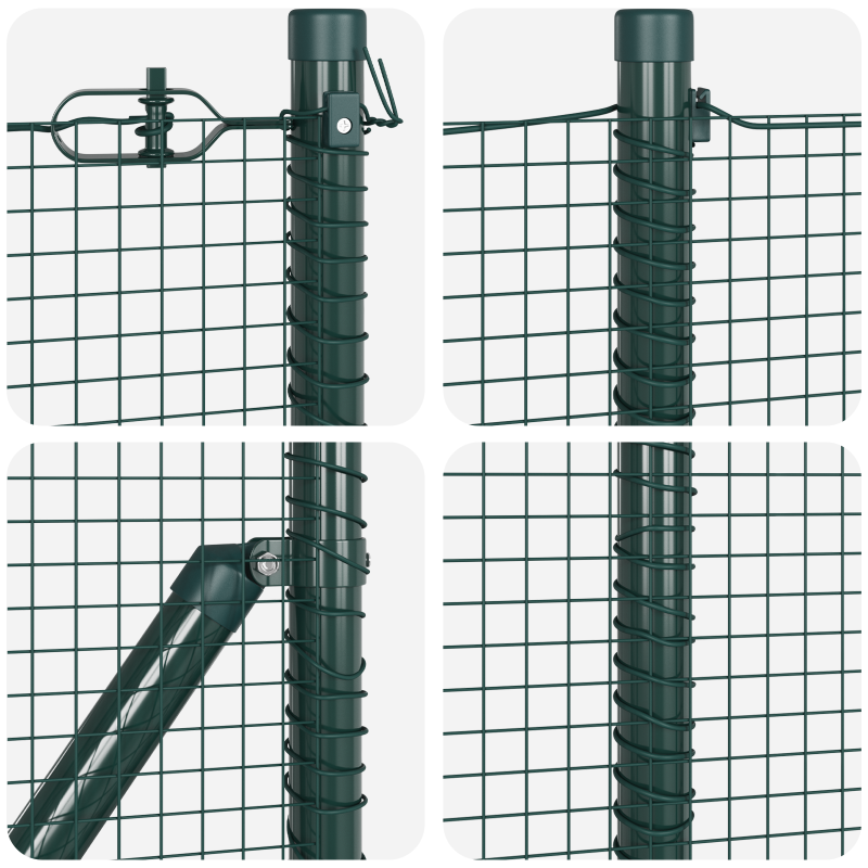 Geschweißter Drahtzaun mit 13 Spike-Pfosten, Grün, 1x25 m, Stahl