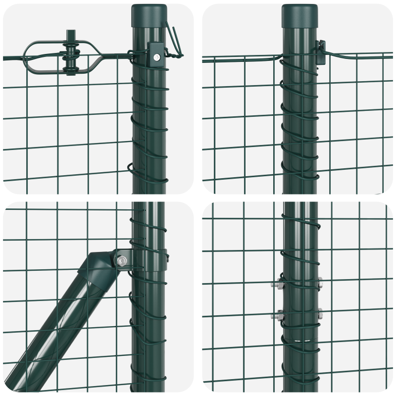 Stahl-Zaunpfosten-Set Set aus 2 Grün Pulverbeschichteter Stahl