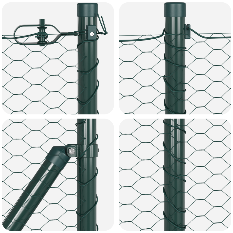 Zaunset Set aus 2 Waldgrün Pulverbeschichteter Stahl 25 x 0,5 m