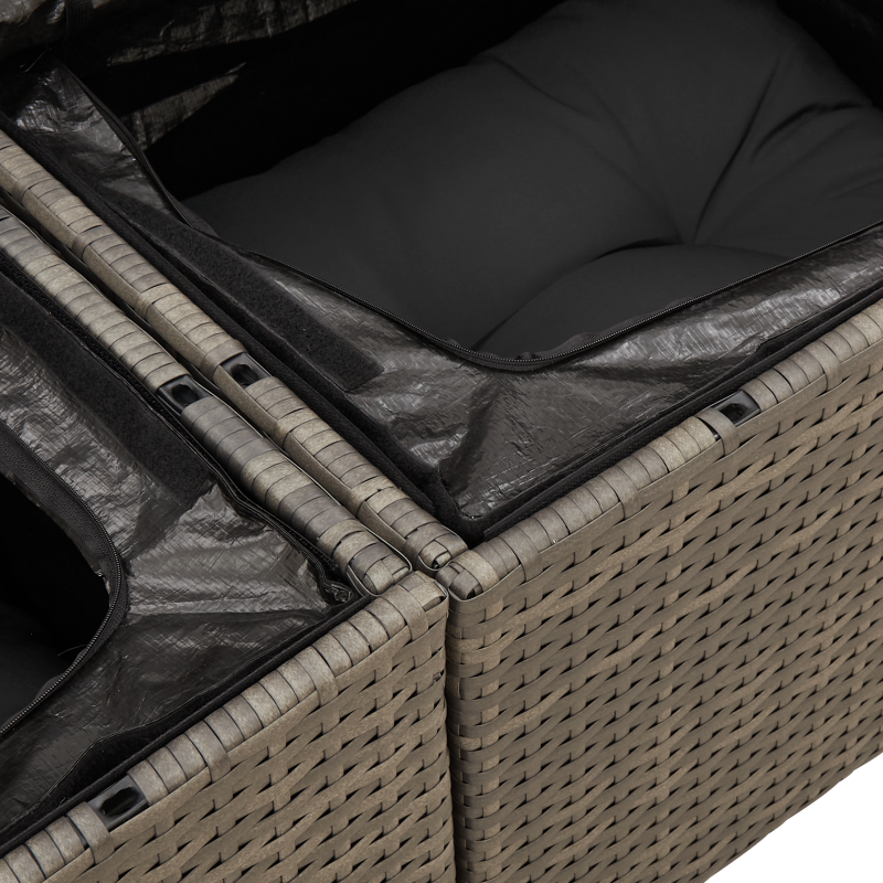 10-teiliges Garten Sofa Set mit Kissen Beige Poly Rattan