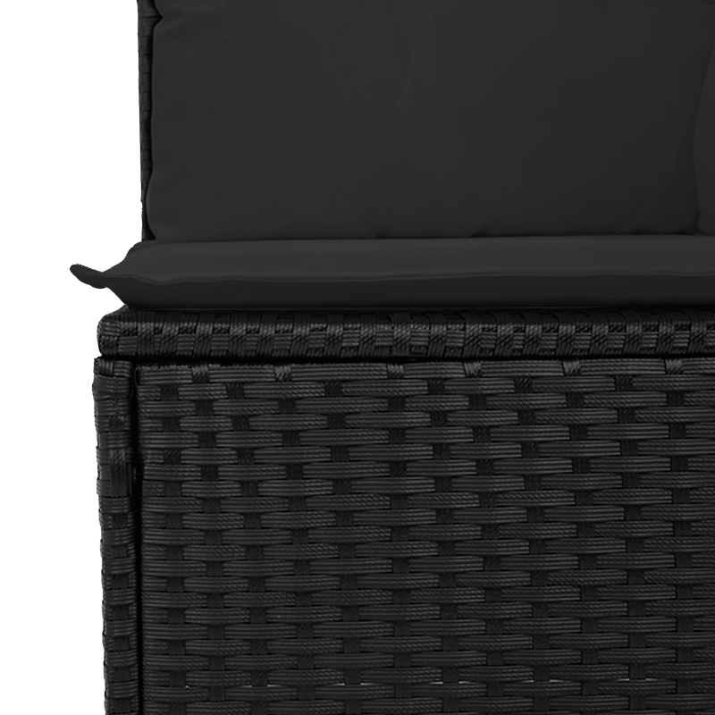 11-teiliges Garten Sofaset mit Kissen Schwarz Poly Rattan Akazie
