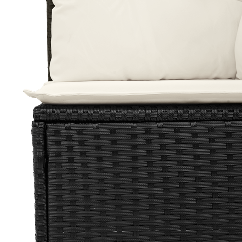 8-teiliges Garten Sofa Set mit Kissen Schwarz Poly Rattan Akazie