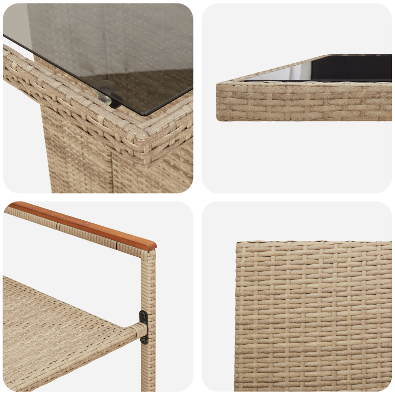 6-teiliges Garten Sofa Set mit Kissen Beige Poly Rattan